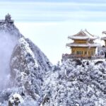 Snow covered Laojun Mountain in Luoyang 