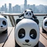 Giant Panda Sculptures Draw Crowds As They Tour Hong Kong