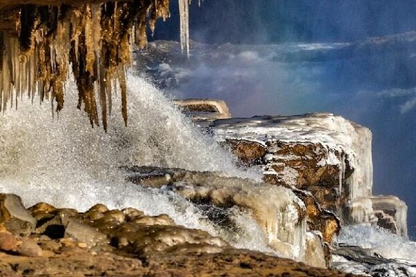 Ice and Roaring Waters at Hukou Waterfall 