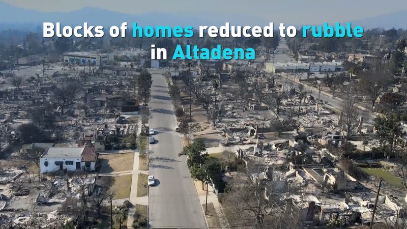 Blocks of Homes Reduced to Rubble in Altadena Video Poster 