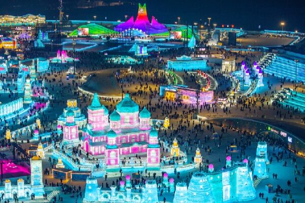 Harbin’s Ice and Snow World Shines Bright in Winter Wonderland Harbin's frozen masterpieces light up the night