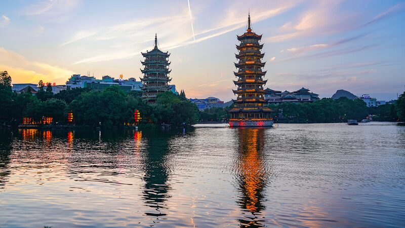 Live the Sun and Moon Pagodas  Guangxis Twin Architectural Marvels 