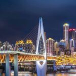 Live the Splendid Night View of Qiansimen Bridge in Chongqing 