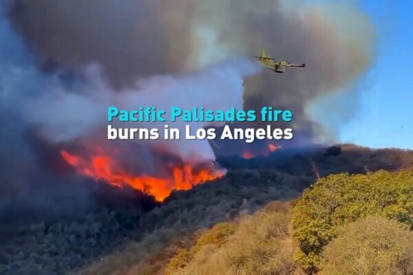 Pacific Palisades fire burns in Los Angeles video poster