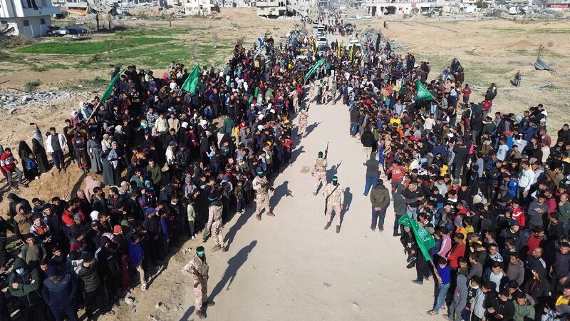 # - My News! Palestinian Militants Begin Handover of Three Israeli Hostages