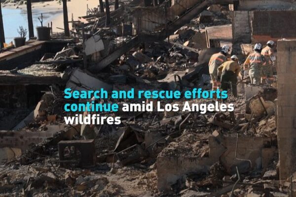 Search and Rescue Efforts Continue Amid Los Angeles Wildfires Search and rescue efforts continue amid Los Angeles wildfires video poster