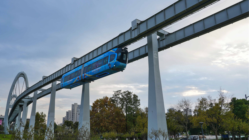 Wuhans sky Train Transparent Floor Offers Aerial Views 