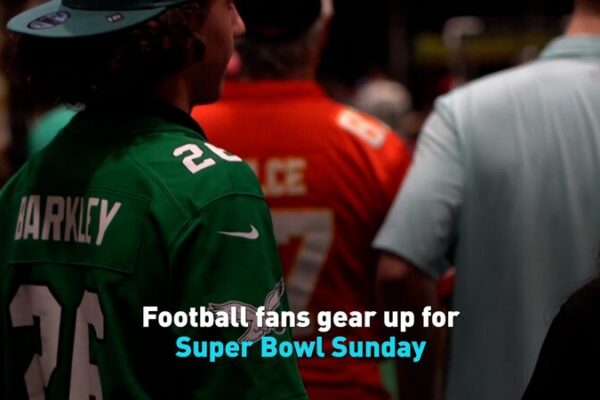 Super Bowl Sunday: Eagles Face Chiefs in Epic Showdown Sports fans gear up for Super Bowl Sunday video poster