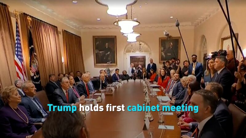 Trump Holds First Cabinet Meeting Video Poster 