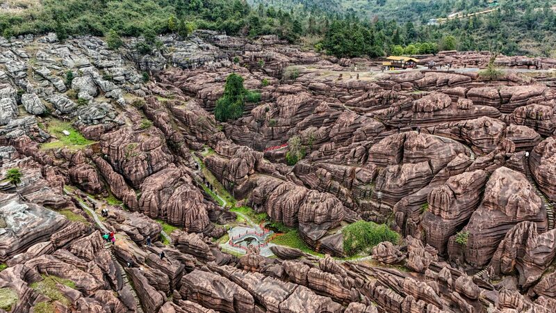 Red Rock Forest Enchants Visitors in Chongqing 