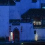 the blue Hour in a Water Town 