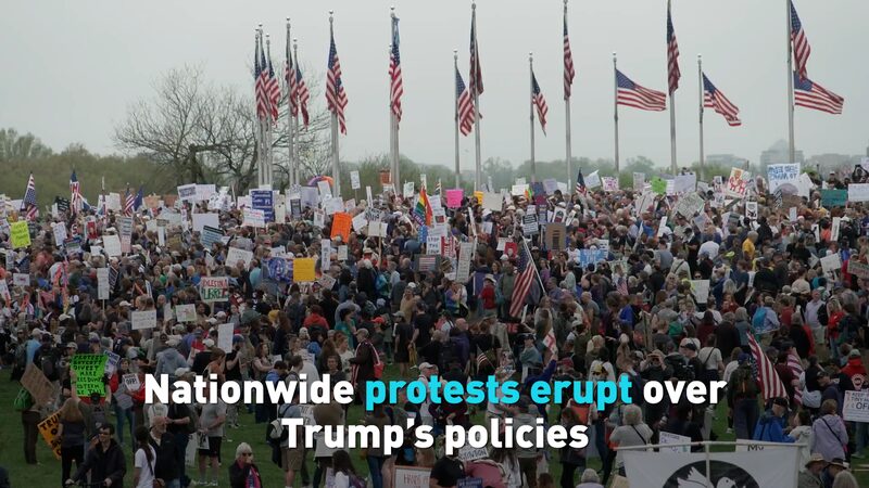 Nationwide Protests Erupt over Trumps Economic Policies Video Poster 