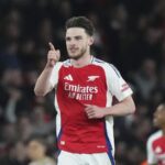 Rices Free Kick Double Fires Arsenal to 3 0 Win over Real Madrid 