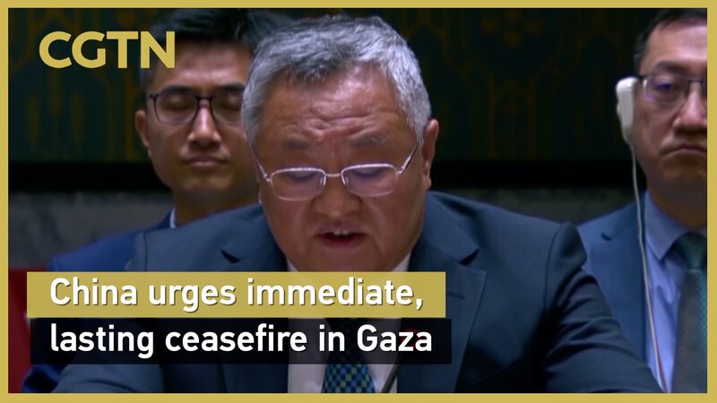 China Urges Immediate Lasting Ceasefire in Gaza Video Poster 