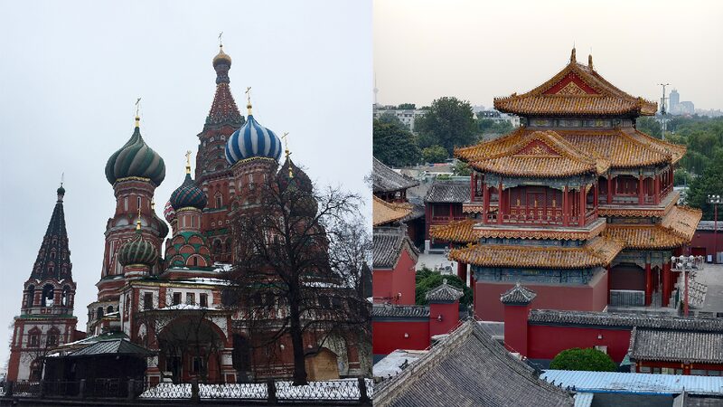 Sacred icons: Yonghe Temple and St. Basil's Cathedral