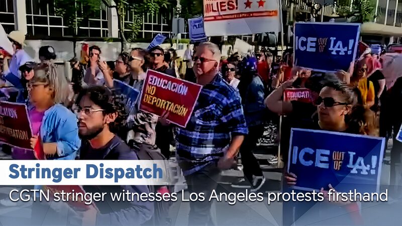 Protesters Clash with National Guard in Los Angeles Streets CGTN stringer witnesses Los Angeles protests firsthand video poster