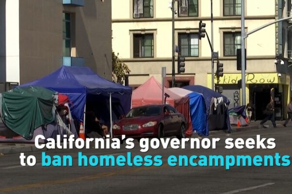 California Governor Moves to Ban Homeless Encampments on Public Property California’s governor pushes to ban homeless encampments video poster
