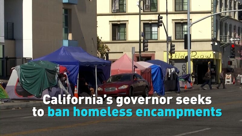 # - My News! Californias Governor Pushes to Ban Homeless Encampments Video Poster