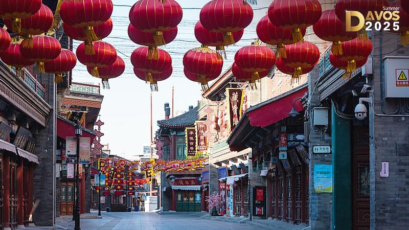 Live Tianjin Ancient Cultural Street During 2025 Summer Davos Meeting 