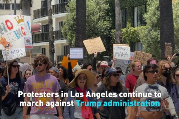 Los Angeles Youth March Against Trump’s Immigration Policies Protesters in Los Angeles continue march against Trump administration video poster