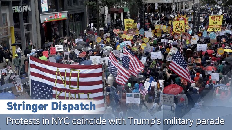# - My News! Protests in Nyc Coincide with Trumps Military Parade Video Poster