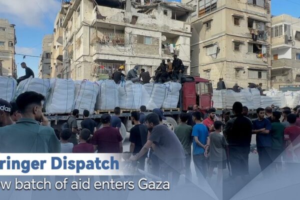 New Aid Convoy Reaches Gaza Amid Renewed Border Closures Stringer Dispatch: New batch of aid enters Gaza video poster