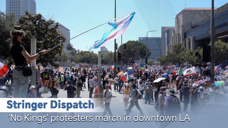 Stringer Dispatch no Kings Protesters March in Downtown La Video Poster 