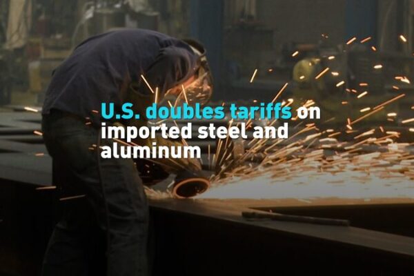 US Doubles Tariffs on Steel and Aluminum Imports Amid Trade Tensions U.S. doubles tariffs on imported steel and aluminum video poster