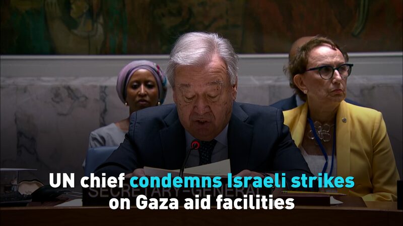 UN Chief Denounces Israeli Strikes on Gaza Aid Facilities UN chief condemns Israeli strikes on Gaza aid facilities video poster